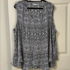 Black & White Patterned Unique Two Tier Overlay Women’s Top